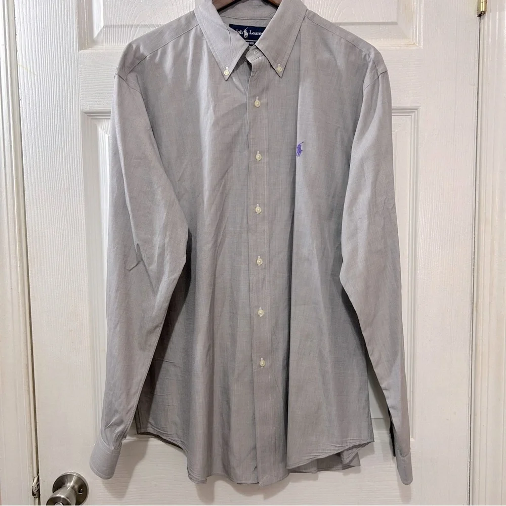POLO Ralph Lauren Button Down Shirt Men's Classic Fit Gray Purple Size XL